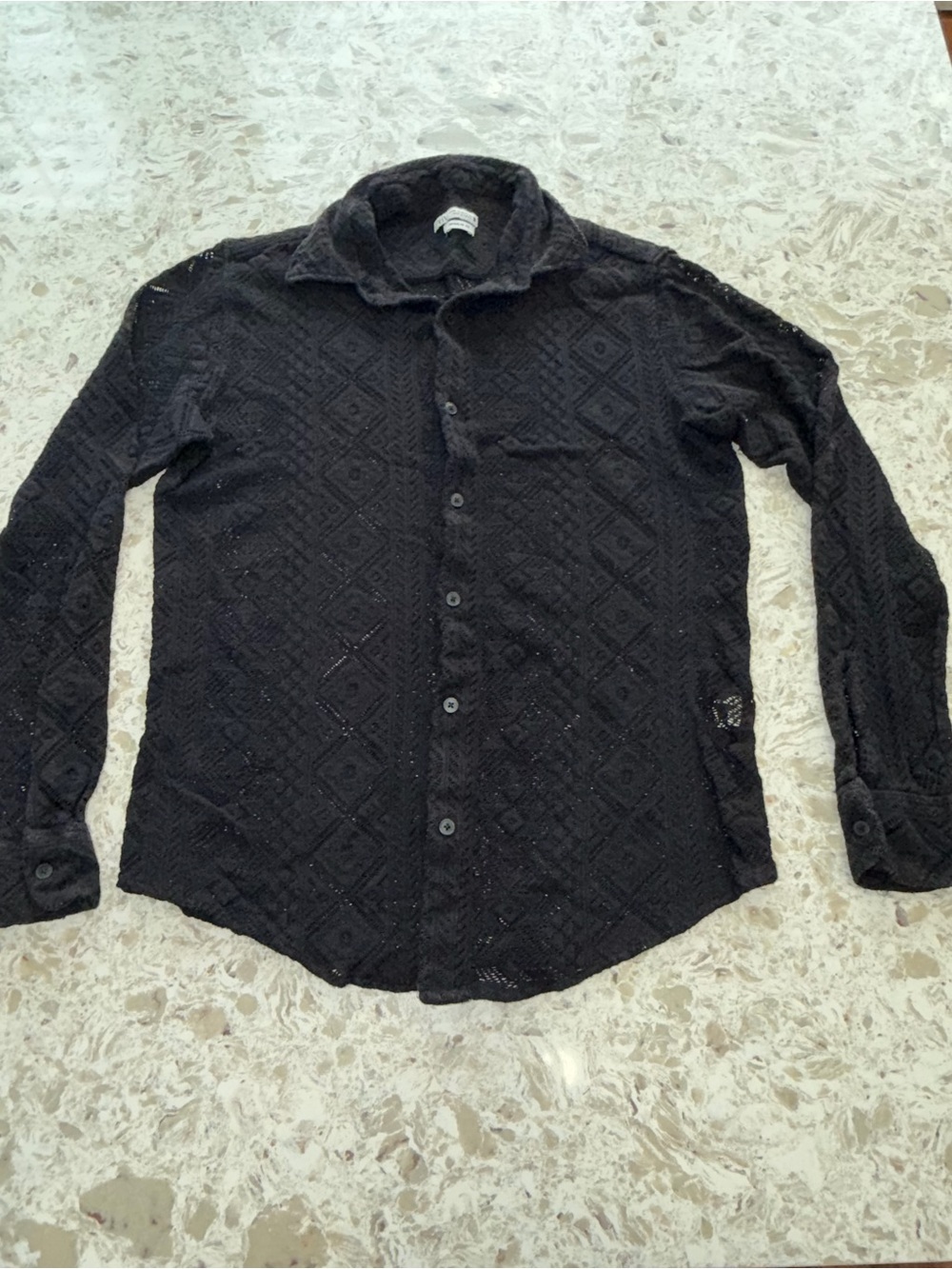 Zara Black Openwork Lace Knit Pullover